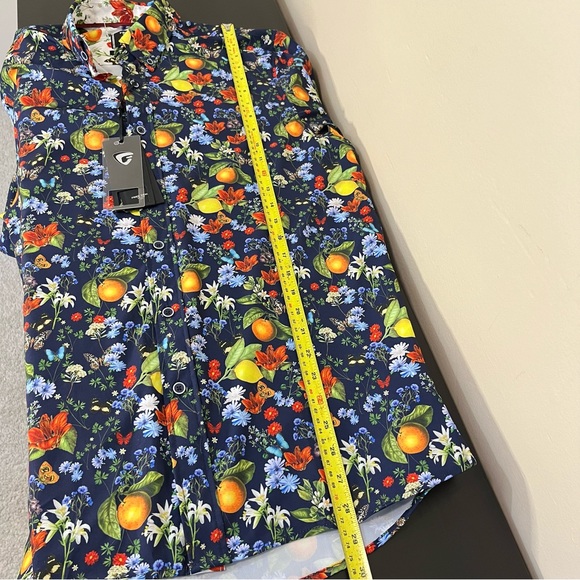 NWT Fried Denim Tropical Print Button Up Short Sleeve Shirt - Picture 12 of 13